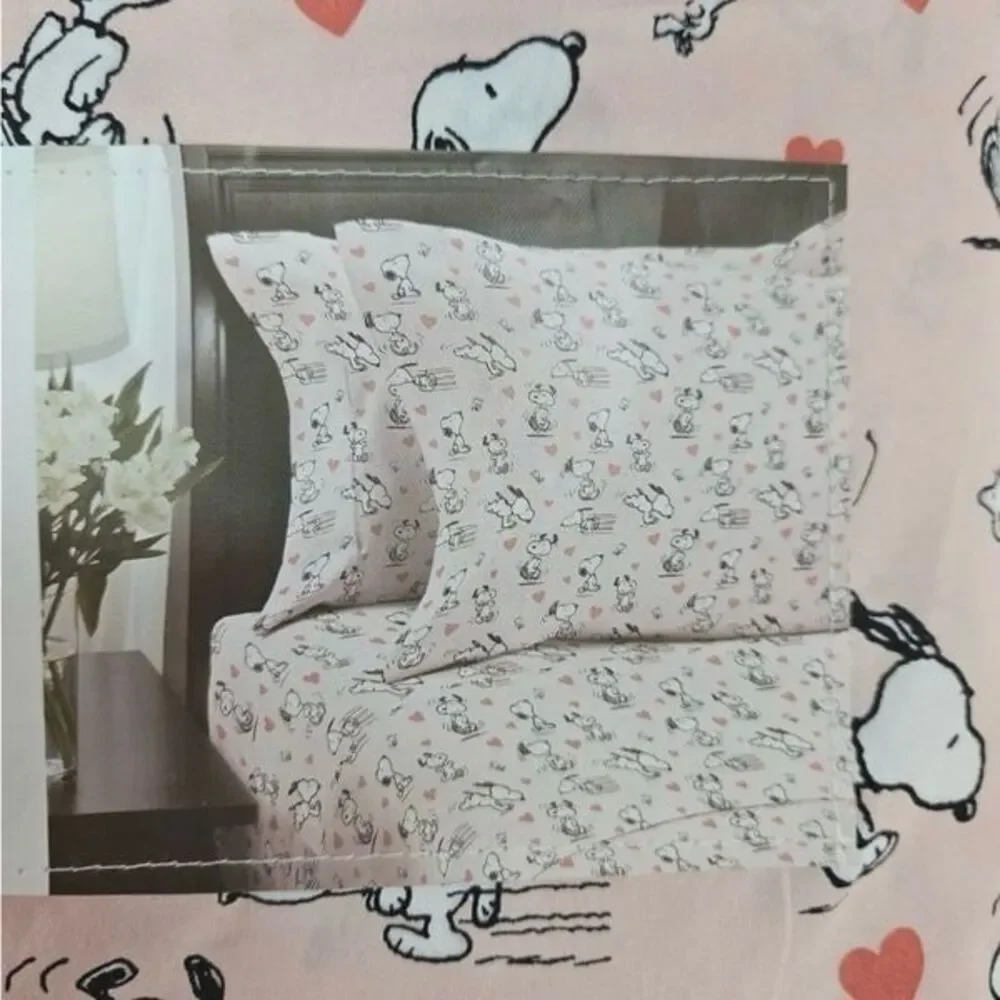 NEW Tik Tok Viral Peanuts Snoopy Valentine’s Day Sheet Set Pink Queen Size